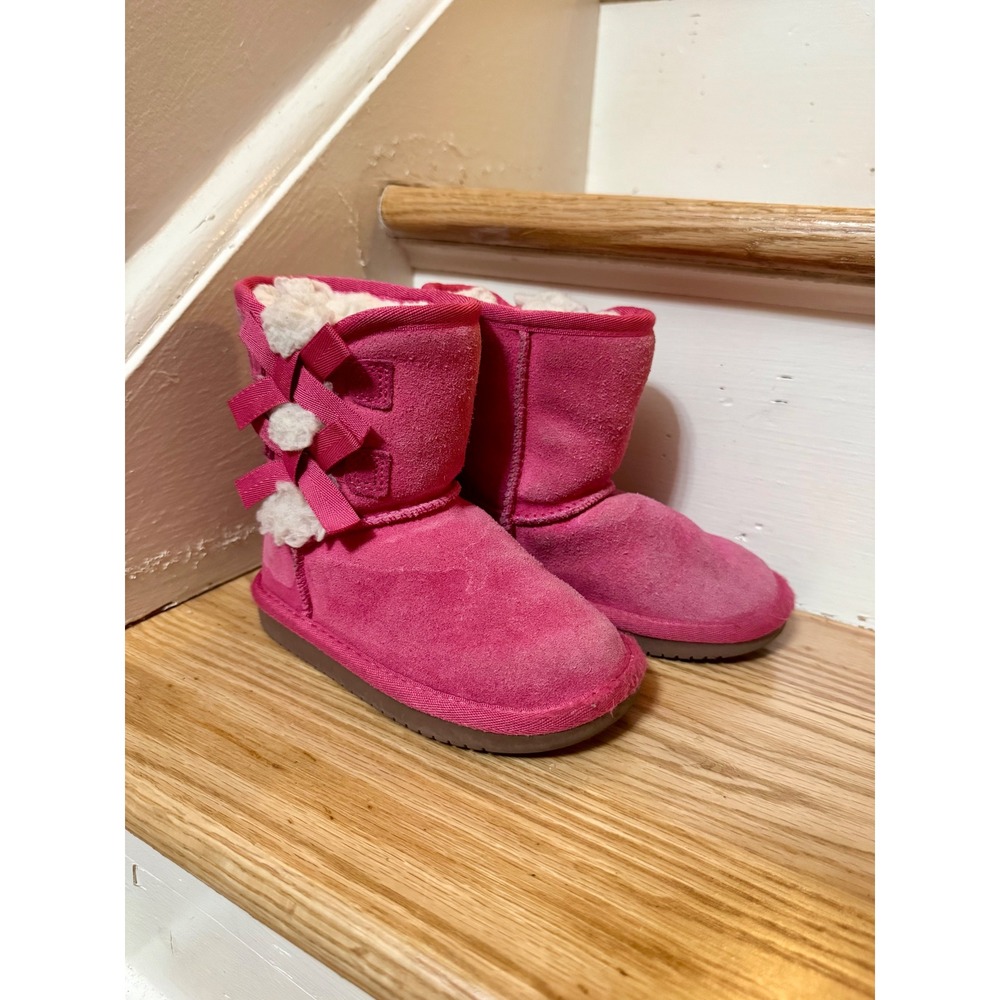 Koolaburra by UGG Victoria Pink Suede Bow Boots Toddler Kids Size 7 - Picture 1 of 8